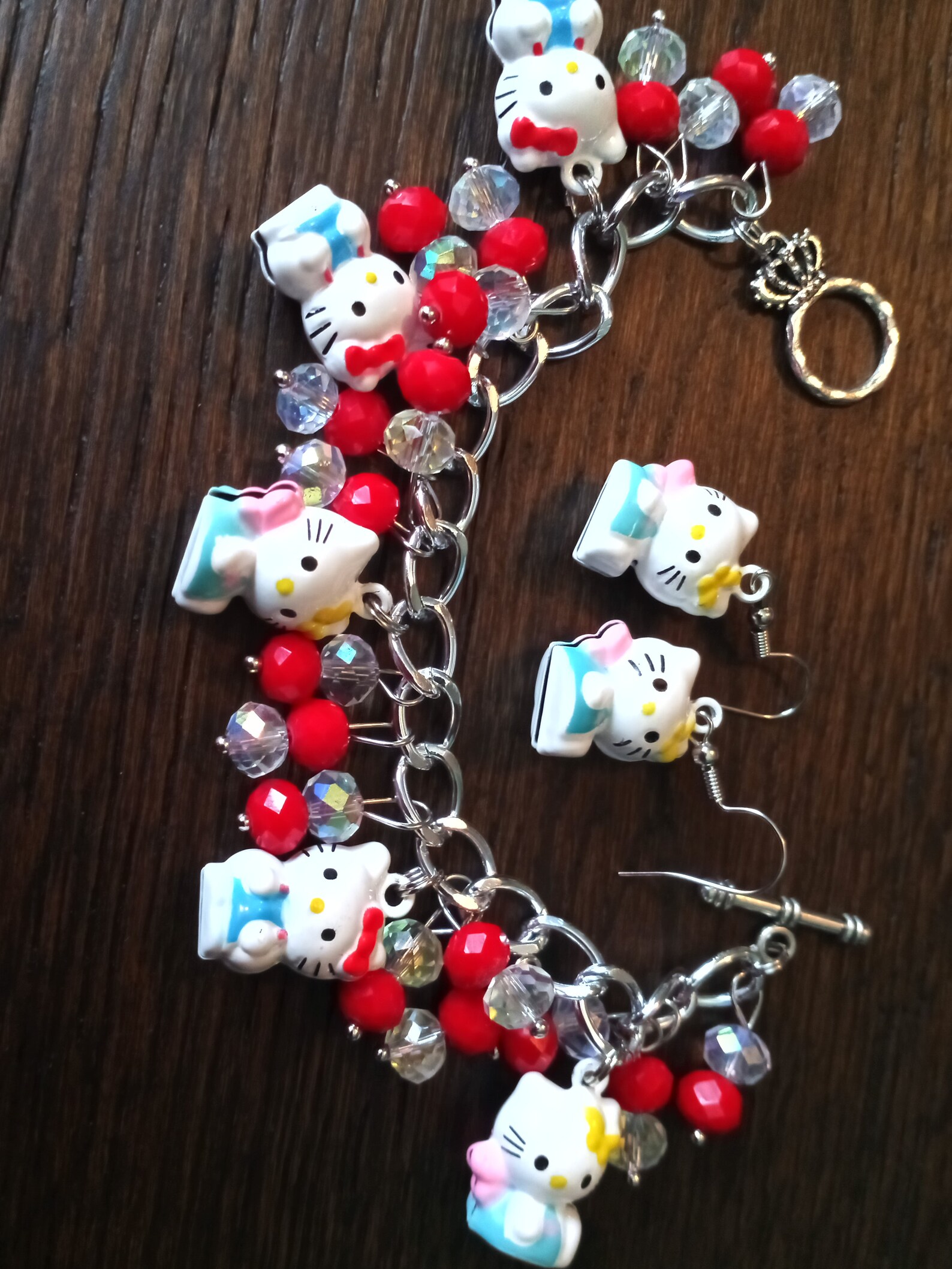 Hello Kitty Charm Bracelet Jewelry Set Etsy