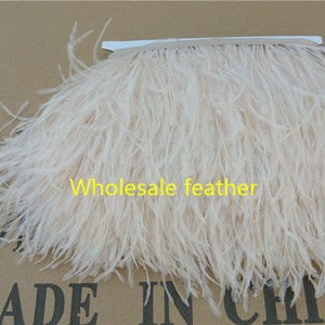 Ivory Ostrich Feathers, 1 Yard Ivory Ostrich Fringe Trim Wholesale Feather  bulk : 1822 