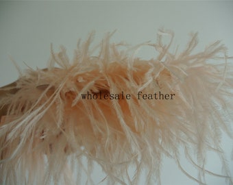 Flecos de plumas de avestruz color champán marfil crema, adornos de plumas de avestruz para manualidades de fiesta, suministros de costura 051