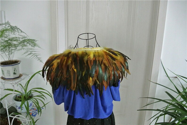 Yellow Feather Cape Feather Jacket Feather Shawl Rooster Etsy