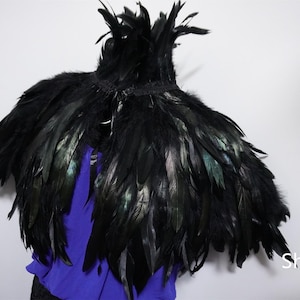 Black feather cape feather jacket feather shawl Carnival feather shoulder shrug burning man festival supply
