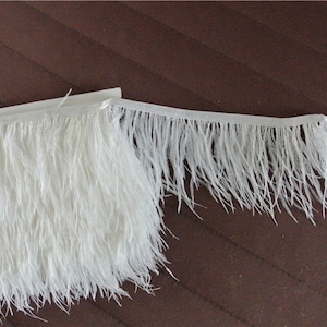 10 yards/lot white ostrich feather trimming fringe on Satin Header 3-4inch in width for Wedding Derss