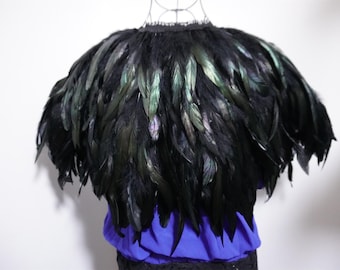 Black feather cape feather jacket rooster feather cape 5 ply Carnival feather shoulder shrug Shawl