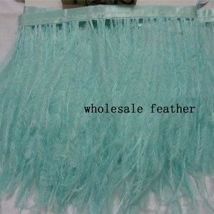 light blue green aqua ostrich feather trimming fringe ostrich feather trim for party craft supply sewing supply 043