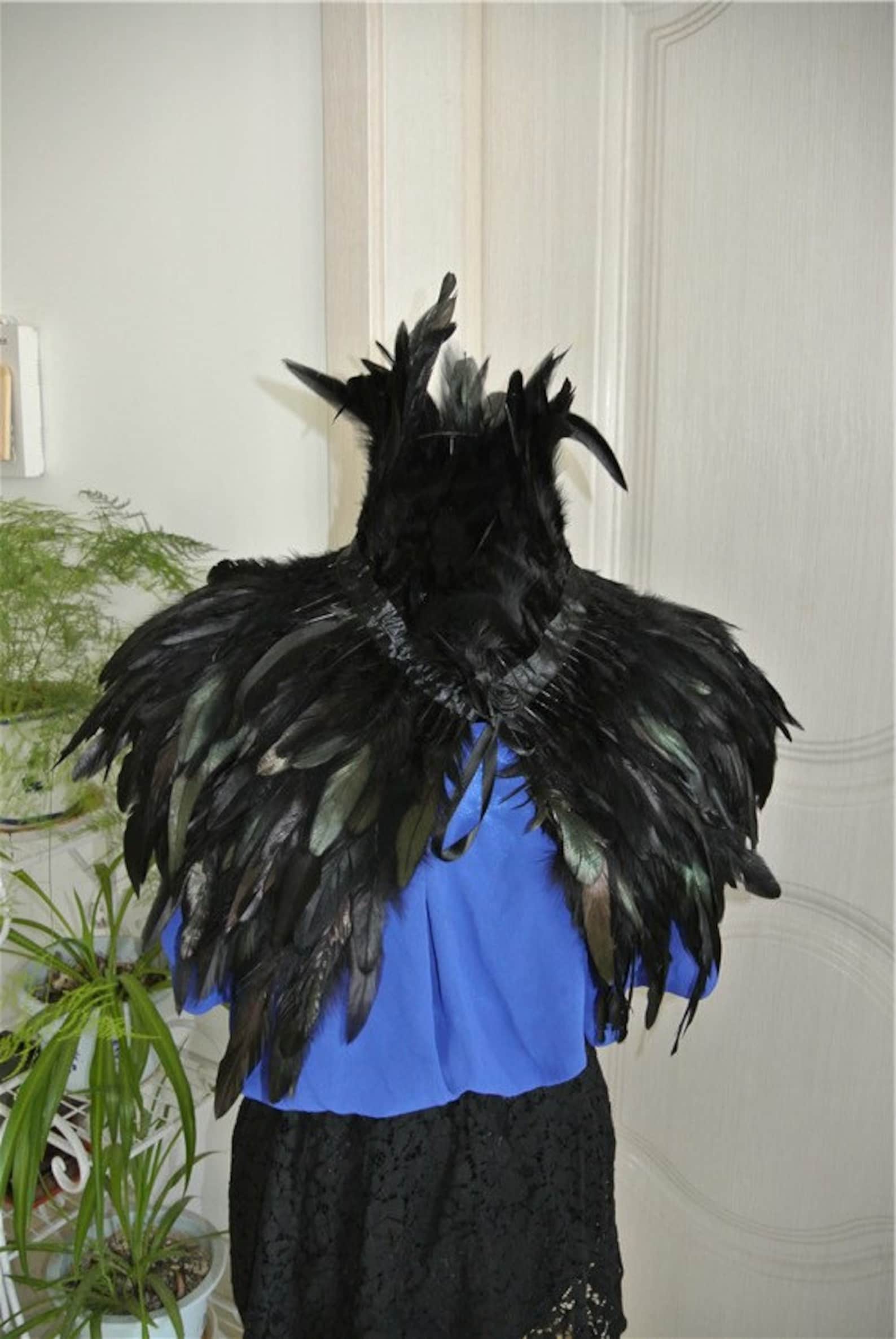 Black Feather Cape Feather Jacket Feather Shawl Rooster | Etsy