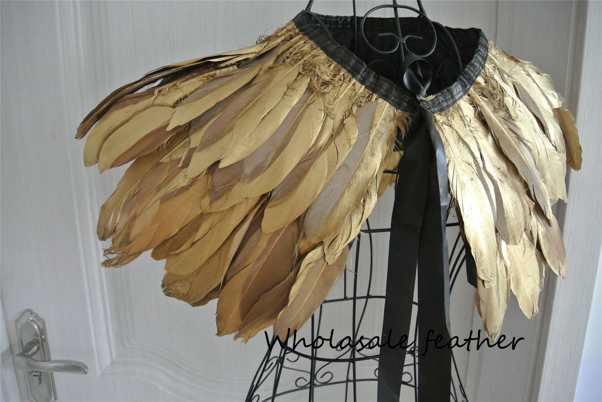 Gold Feather Cape Feather Jacket Feather Shawl Goose Feather Etsy