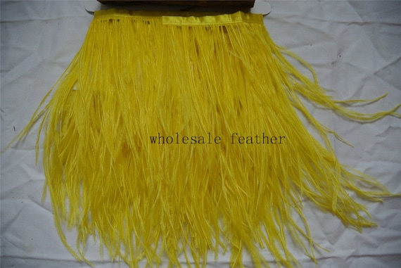 Yellow Ostrich Feather Fringe Ribbon Trim Price for 10 meter DIY Craft