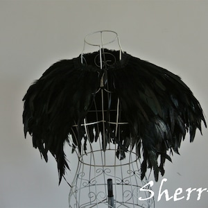 Black feather cape feather jacket rooster feather cape 5 ply Carnival feather shoulder shrug Shawl for party suuply