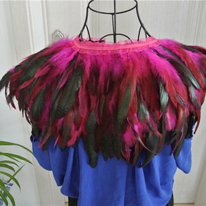 Hot pink feather cape feather jacket feather shawl rooster feather cape 3 ply image 2