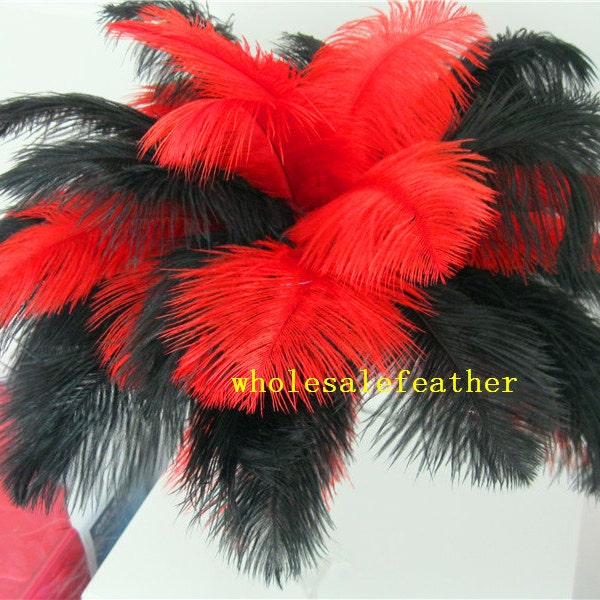 100 pcs red and black ostrich feather plumes for wedding centerpieces wedding decor party event supplies