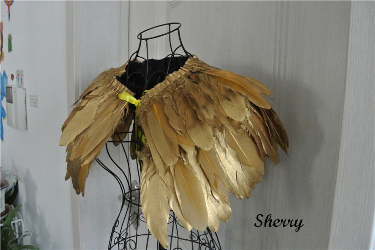 Gold feather cape feather jacket feather shawl goose feather Etsy
