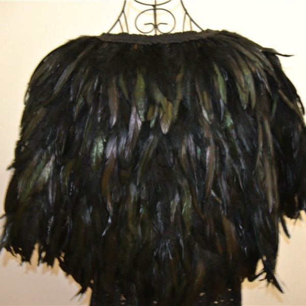 Plume noire cape veste coq plumes Cap 5 plis Carnaval plume épaule boléro en plumes châle