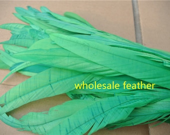 100 pcs kelly green Coque rooster tail feather loose for feather costume decor