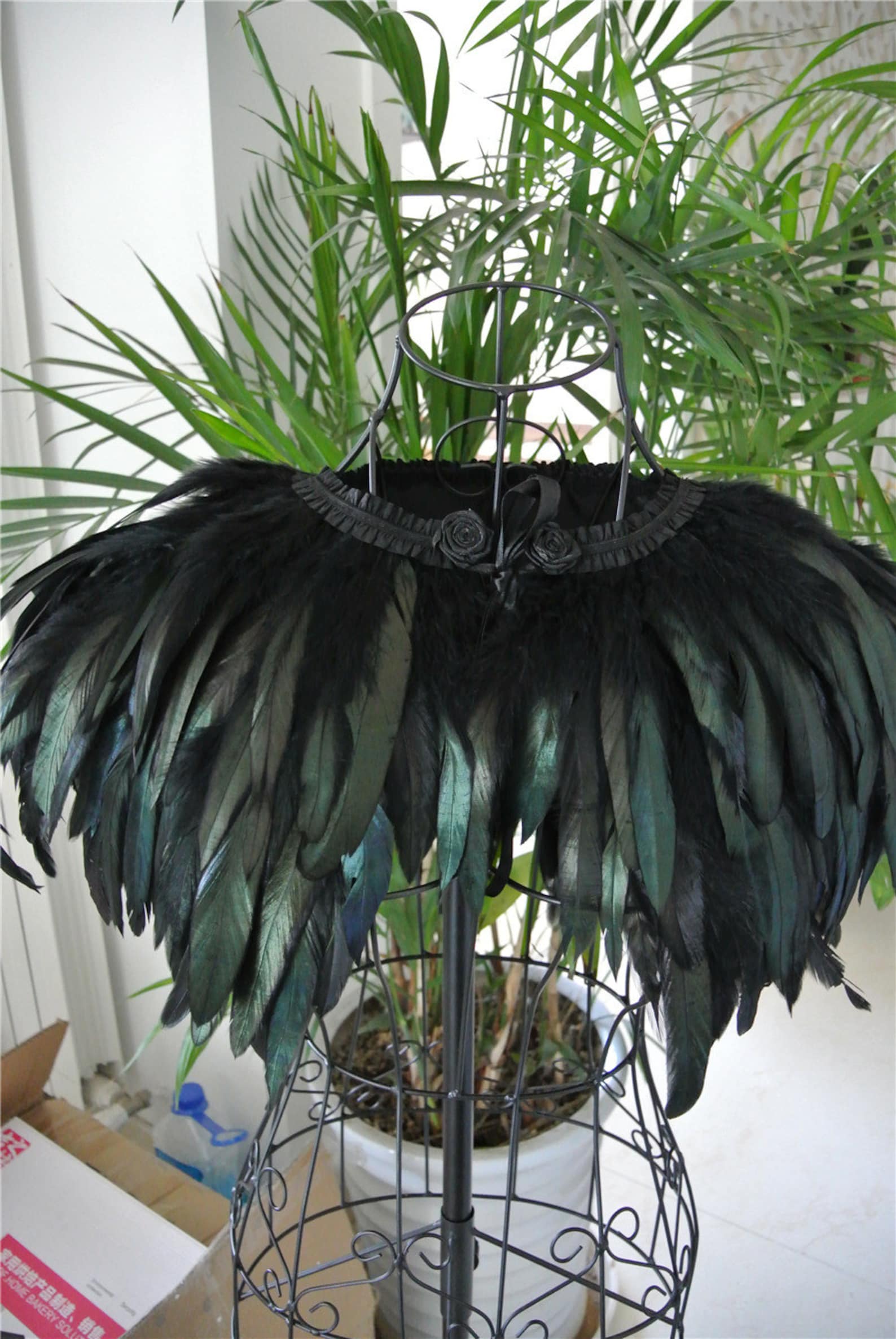 Black Feather Knit Top