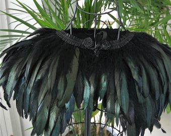 Black feather cape feather jacket feather shawl rooster feather cape 3 ply Carnival feather shoulder shrug