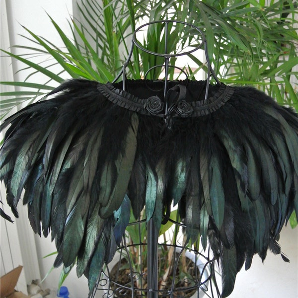 Black feather cape feather jacket feather shawl rooster feather cape 3 ply Carnival feather shoulder shrug