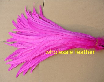 100 pcs hot pink fuchsia Coque rooster tail feather loose for feather costumes decor