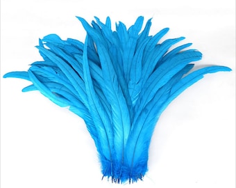100 pcs turquoise Coque rooster tail feather loose for feather halloween costume decor