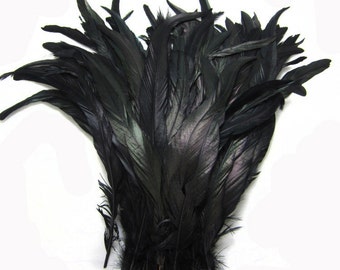 100 pcs black Coque rooster tail feathers loose for feather costume decor