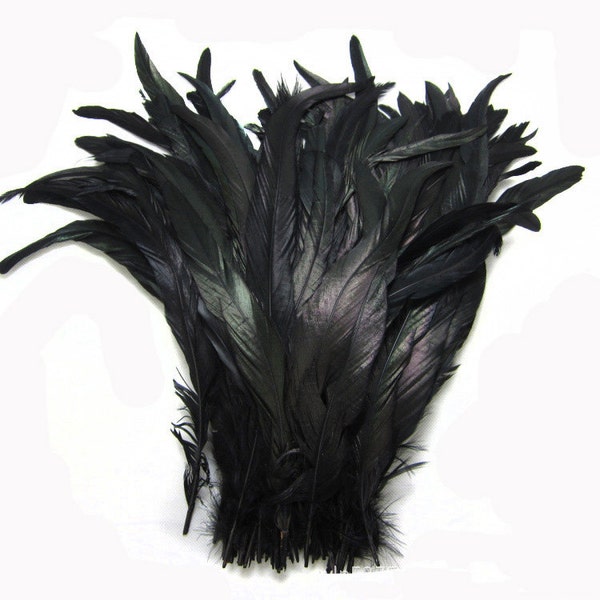 100 pcs black Coque rooster tail feathers loose for feather costume decor