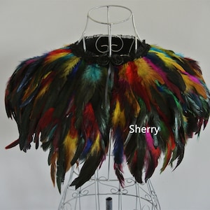 muilticolor feather cape feather jacket feather shawl rooster feather cape Carnival feather shoulder shrug