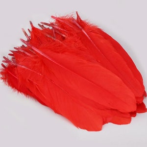100 pcs red GOOSE feathers loose 5-8inch for craft supply