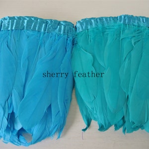 2 meters turquoise blue goose feather trim goose feather fringe trim