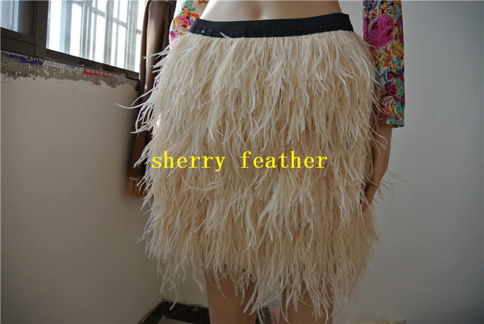 40cm Length Ostrich Feather Skirt of White Ivory Cream Black Etsy