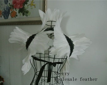 white feather shawl shrug Feathers cape vintage capelet show girl supply decor