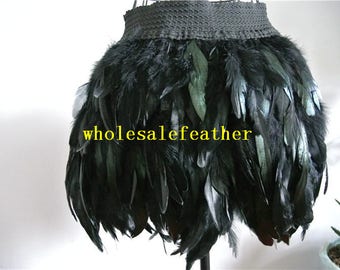 Black hip length rooster straight feather skirt for dancewear supply party dress
