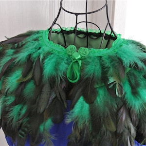 Green Feather Cape Feather Jacket Feather Shawl Rooster - Etsy