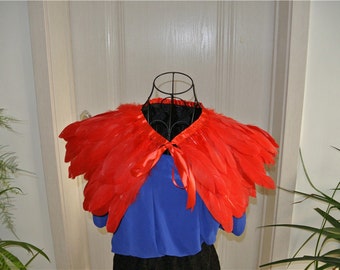 Red feather cape feather jacket shawl Goose feather cape Carnival feather shoulder shrug  party costume