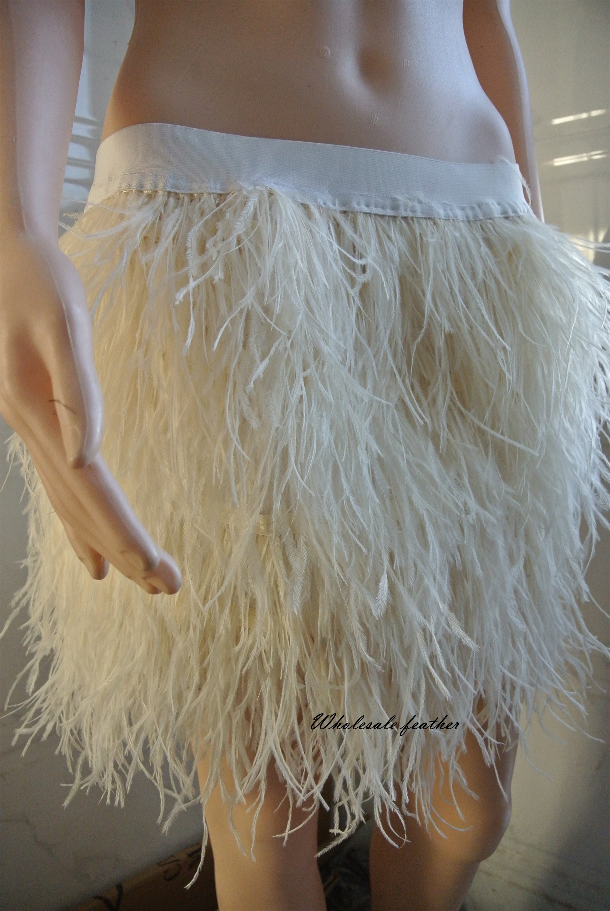 Extra Full High Waisted Feather Skirt Ostrich Feather Short