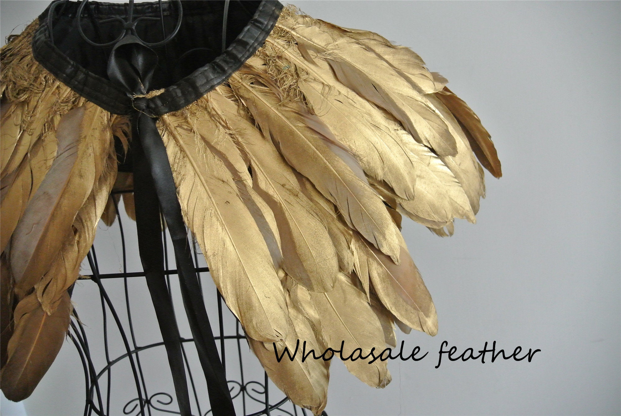 Gold Feather Cape Feather Jacket Feather Shawl Goose Feather Etsy