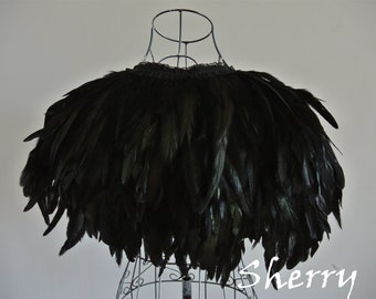 Châle Gothique En Plumes Noires - Épaulettes Plume Halloween - Cape Corbeau Cosplay Carnaval