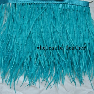 peacock blue ostrich feather trimming fringe ostrich feather trim for party craft supply sewing supply 015