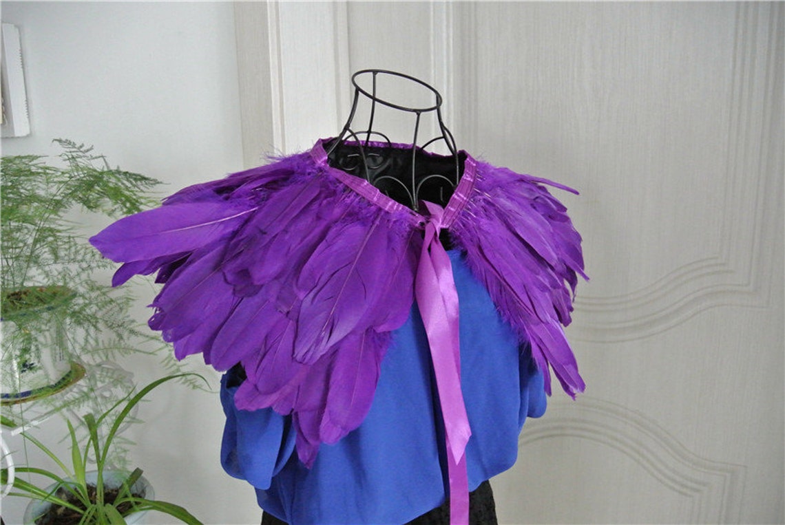 Purple Feather Cape Feather Jacket Feather Shawl Goose Feather Etsy