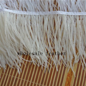 off white ostrich feather trimming fringe ostrich feather trim for Wedding Derss supply