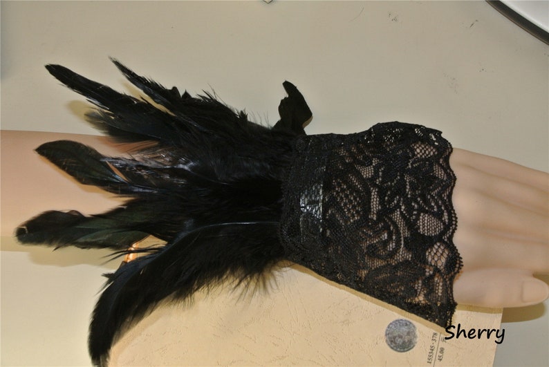 Black Feather WRIST CUFFS wrist bands cuff feather Bracelet Etsy