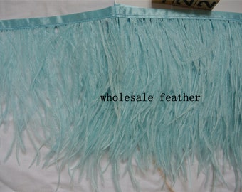 blue green aqua ostrich feather trimming fringe ostrich feather trim for party craft supply sewing supply 043