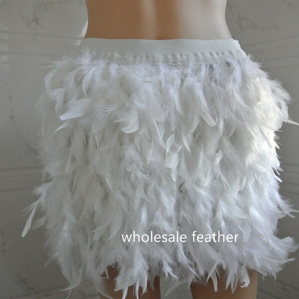 Jupe droite en plumes blanches de longueur de hanche pour la robe de soirée d'approvisionnement de vêtements de danse