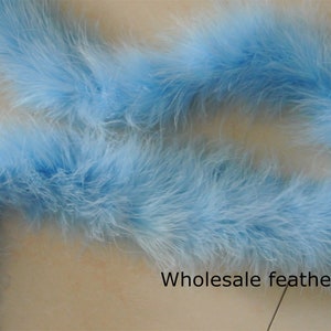 Puede incluir: Un boa de plumas azul claro. El boa está hecho de plumas suaves y esponjosas y es perfecto para agregar un toque de elegancia a cualquier atuendo.  Pluma al por mayor.