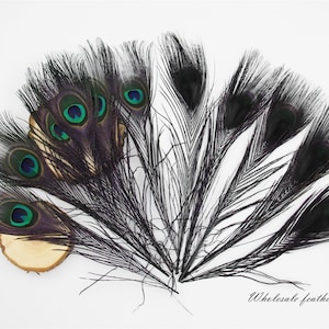 100 pcs black orange purple royal blue turquoise yellow red hot pink Lime green peacock feather for crafts hat decor