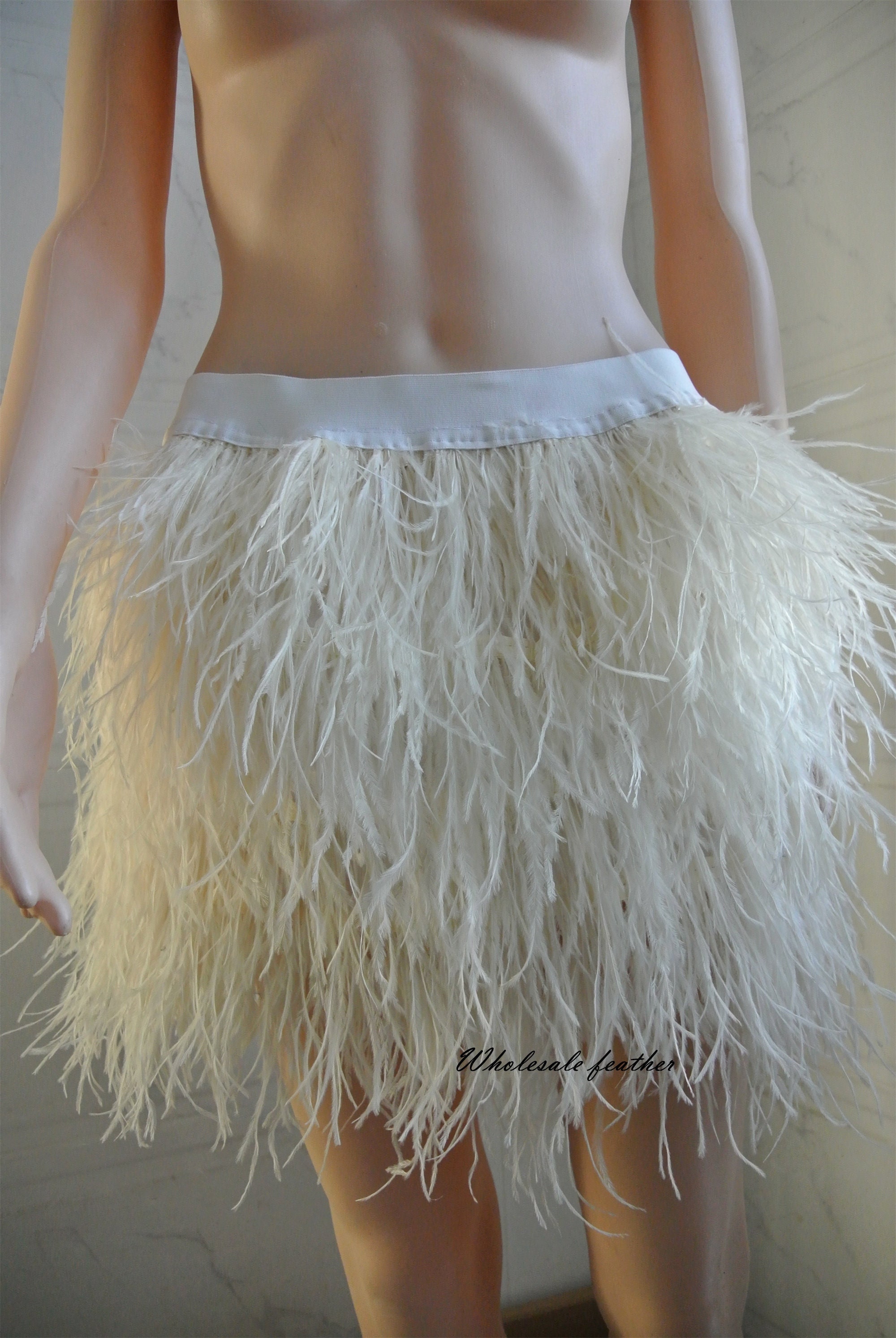 40cm Length Ostrich Feather Skirt of Ivory Cream White Black - Etsy