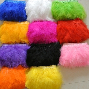rood geel oranje paars Felroze turkoois wit zwart bordeaux koningsblauw lichtroze gouden maraboe veren rand rand 3-4 inch breed