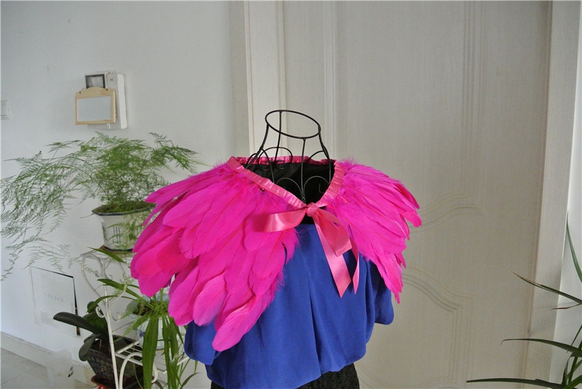 Handmade Pink Feather Boa Zip Up Hoodie for Fancy Dress Fairy Bird, Size  Medium