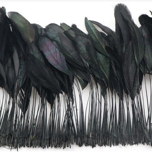 100 pcs 6-8inch black Strip Coque rooster tail feathers loose for feather costume decor