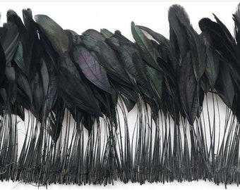 100 pcs 6-8inch black Strip Coque rooster tail feathers loose for feather costume decor