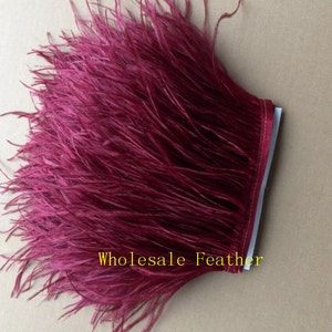 10 yards/lot dark burgundy wine red ostrich feather trimming fringe ostrich feather trim for Wedding Derss sewing image 1