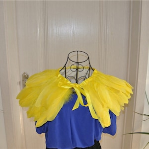 Yellow feather cape feather jacket shawl Goose feather cape Carnival feather shoulder shrug  party costume